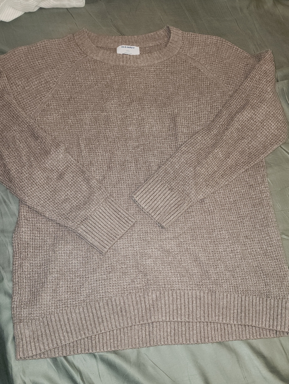 Old Navy Women's Taupe Crewneck Waffle Knit Sweater